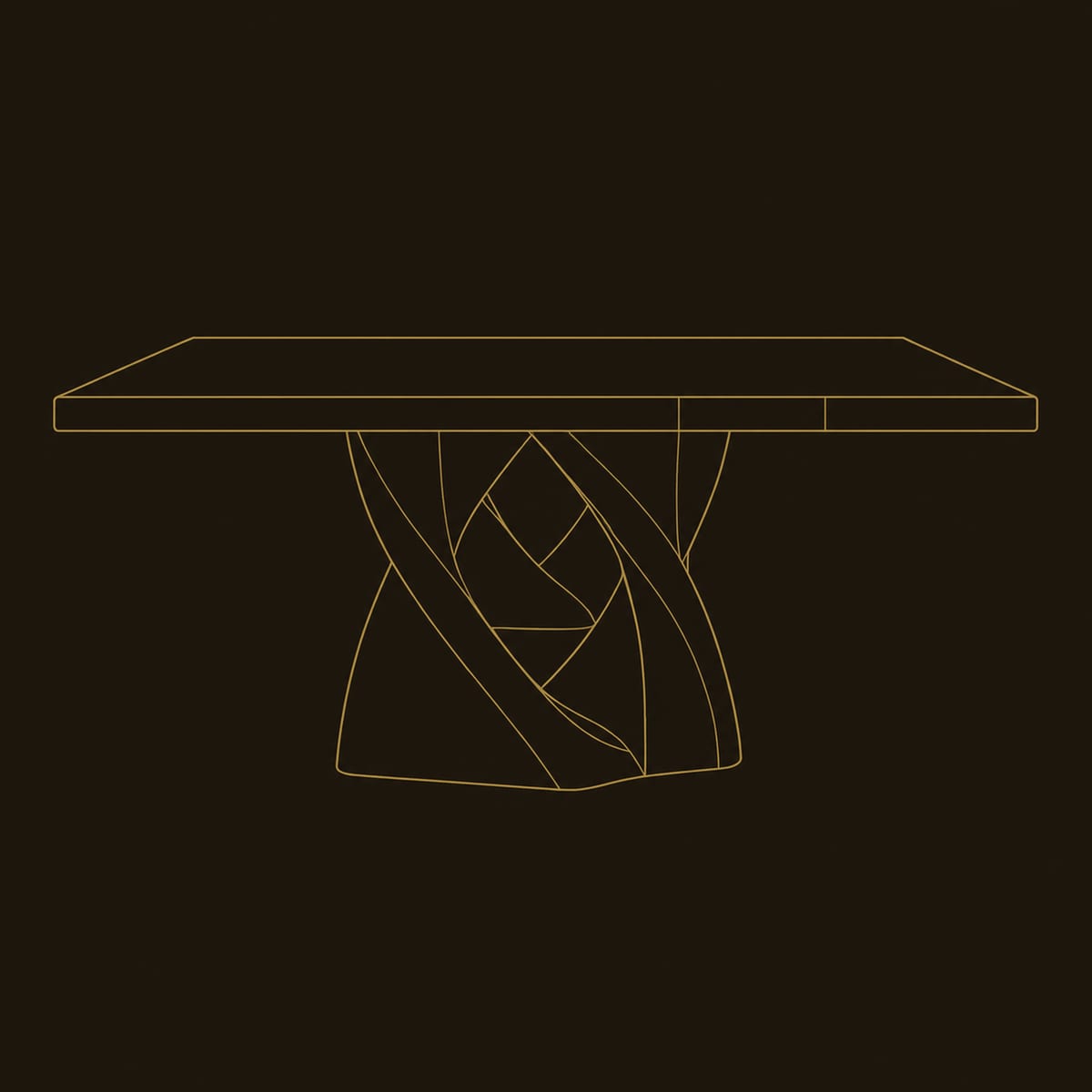 Interlocking Ribbon Pedestal Dining Table With Twisted Base dimension diagram