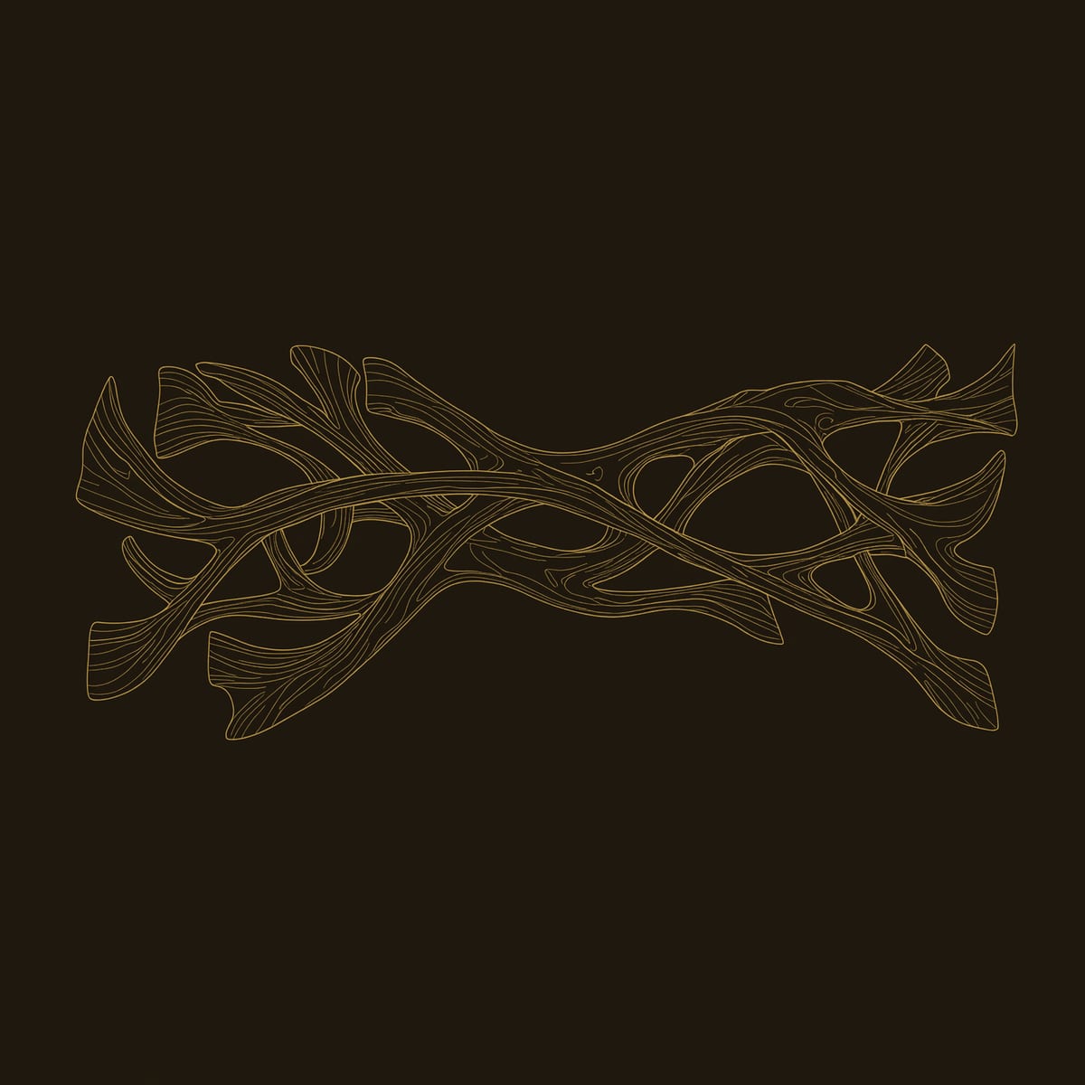 Lattice Branch Wall Sculpture with Interwoven Open Forms dimension diagram