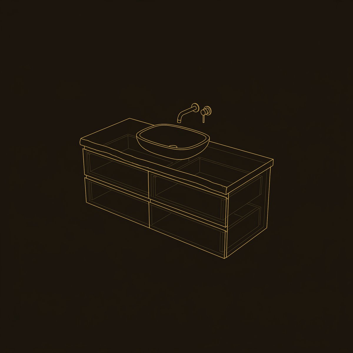 Solid Wood Bathroom Vanity Farmhouse Floating Storage dimension diagram