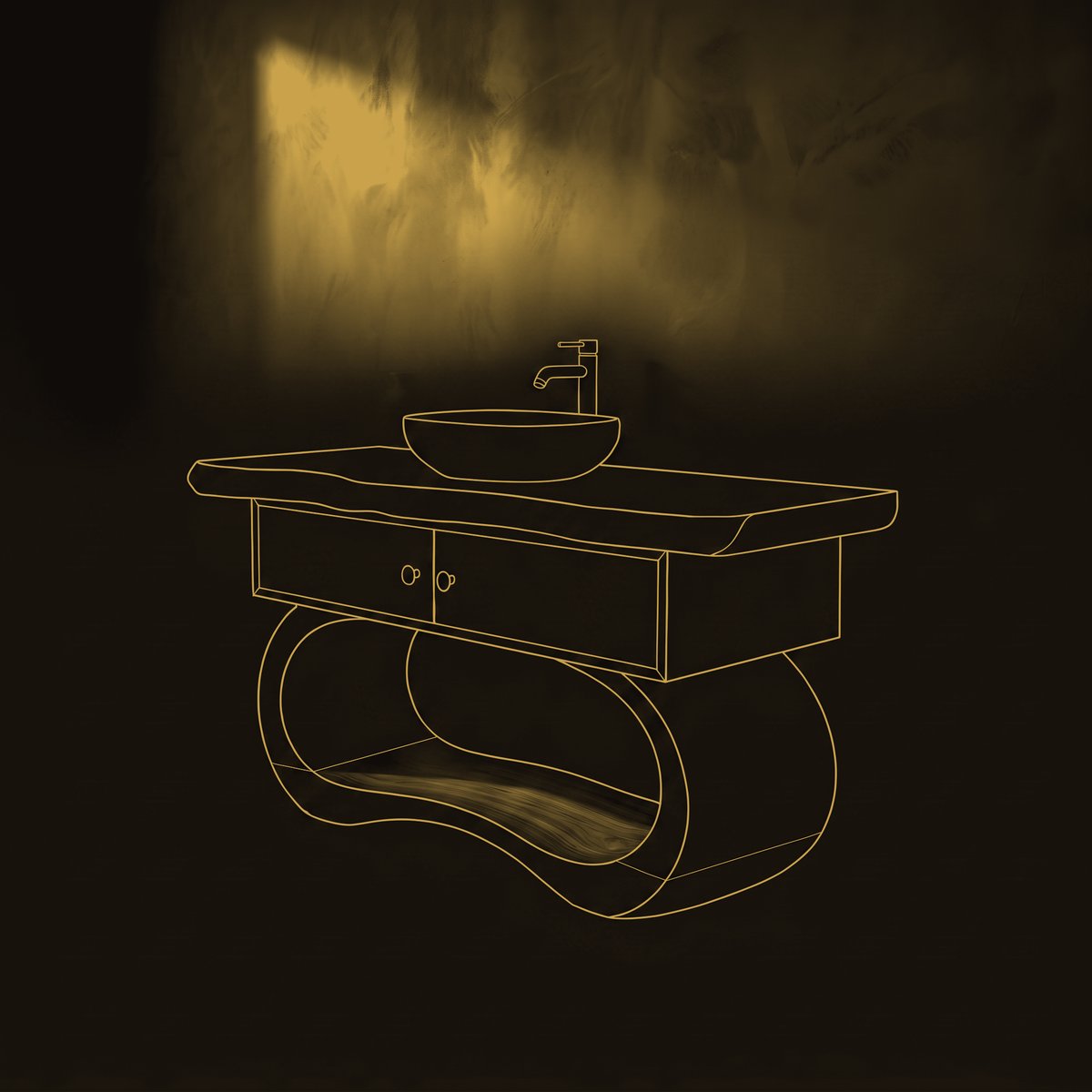 Solid Wood Bathroom Vanity Minimalist Organic With Open Shelf dimension diagram