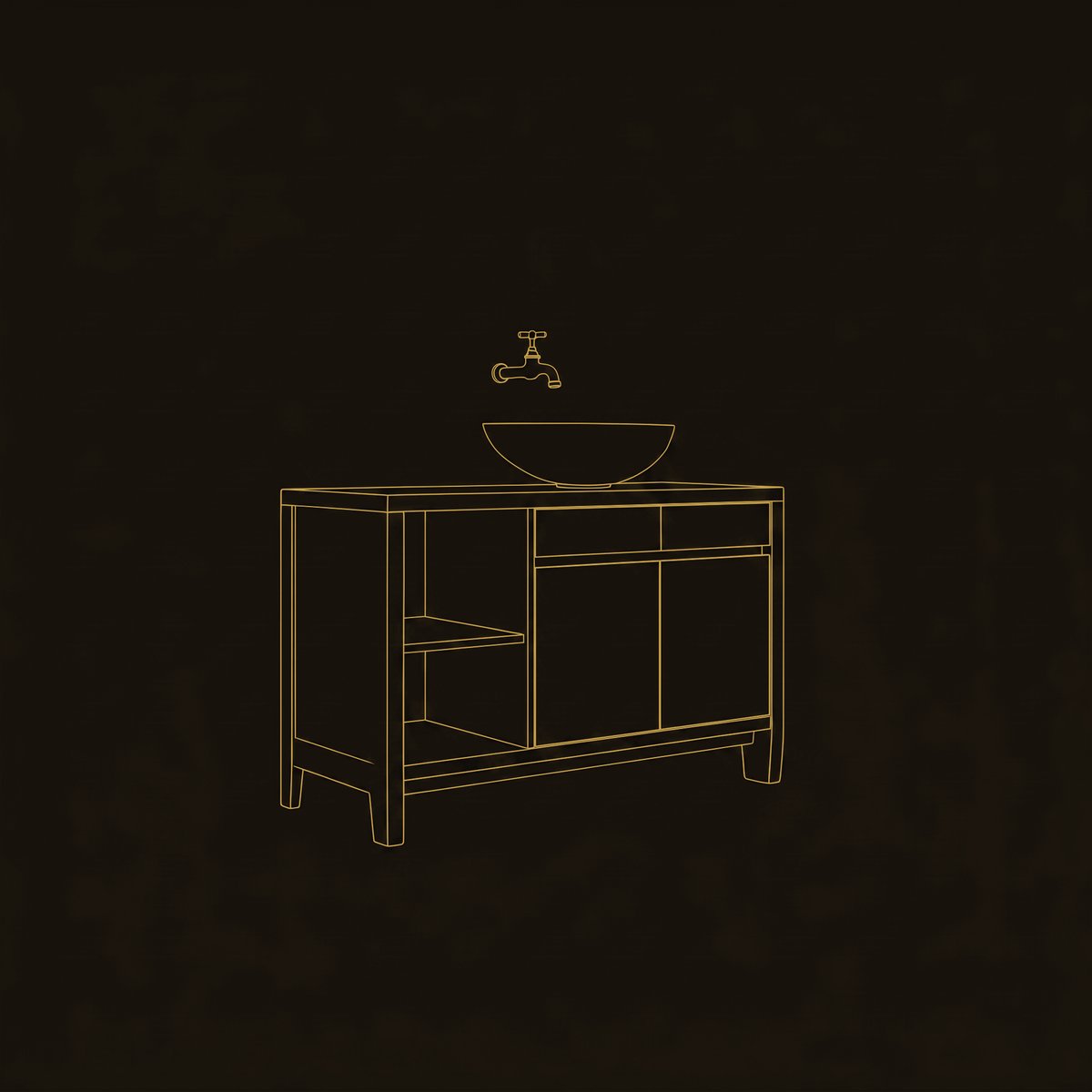 Solid Wood Bathroom Vanity Handcrafted Black With Open Shelves dimension diagram