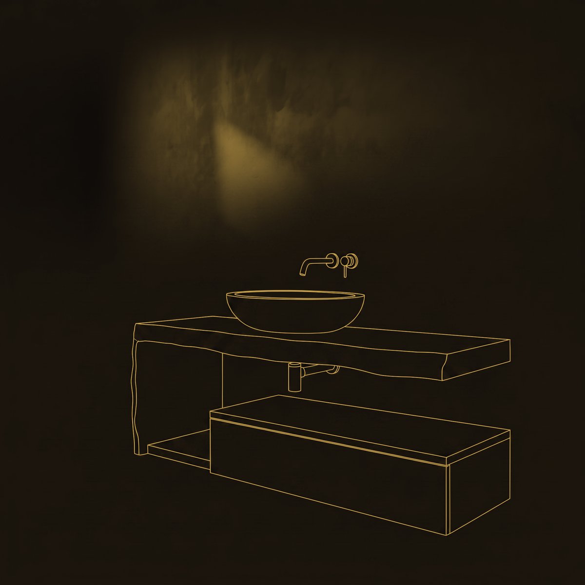 Solid Wood Bathroom Vanity Floating Spa dimension diagram