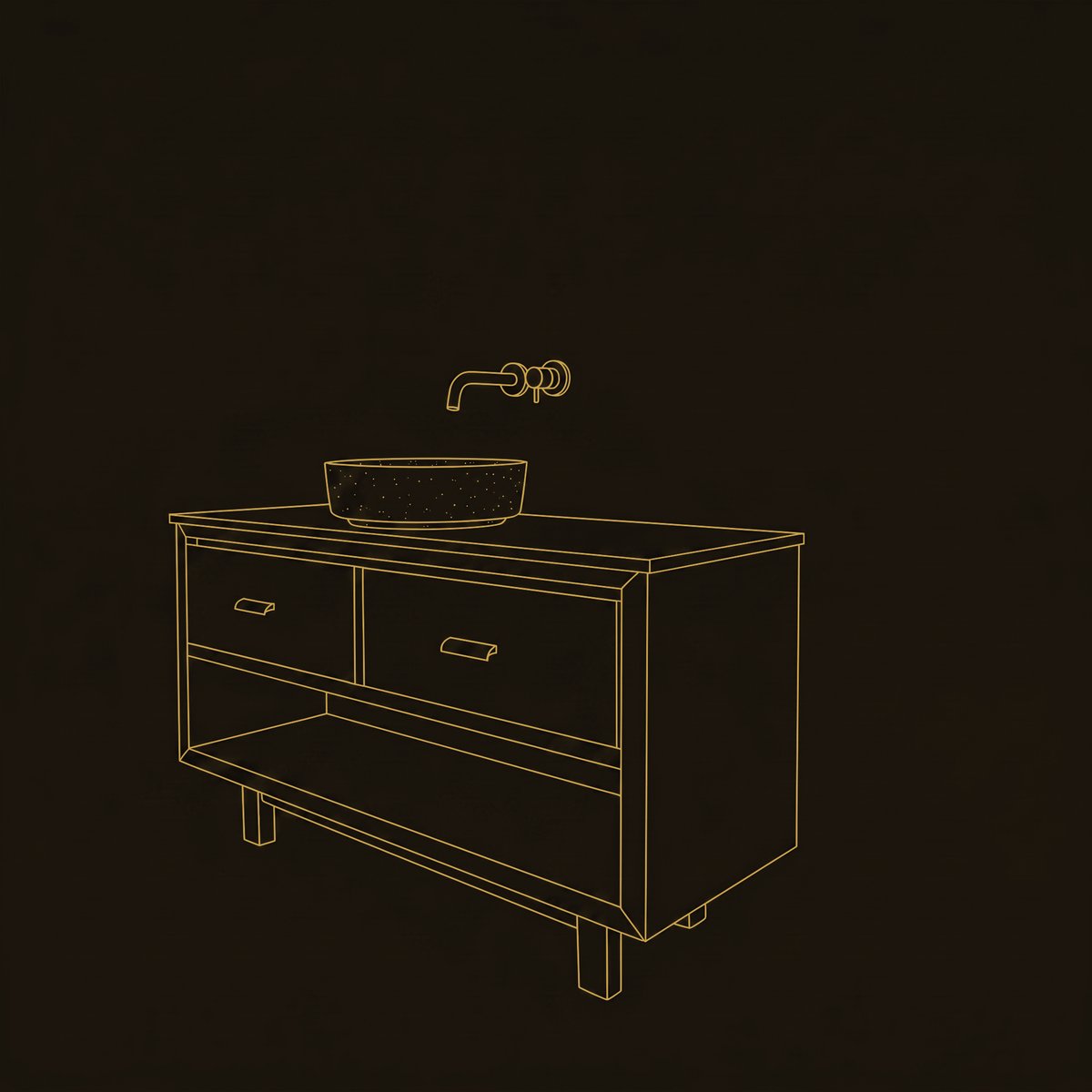 Solid Wood Bathroom Vanity Spa, IV dimension diagram