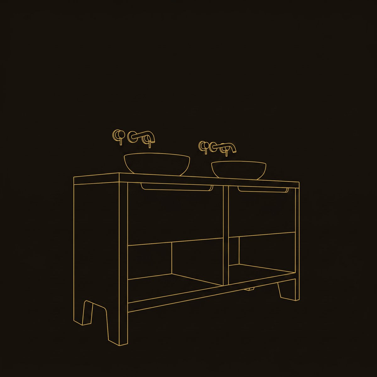 Solid Wood Bathroom Vanity Rustic With Two Drawers dimension diagram