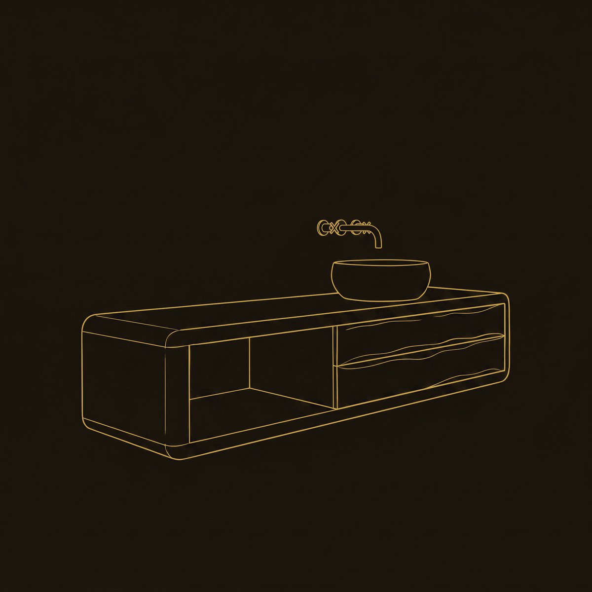 Solid Wood Bathroom Vanity Space dimension diagram