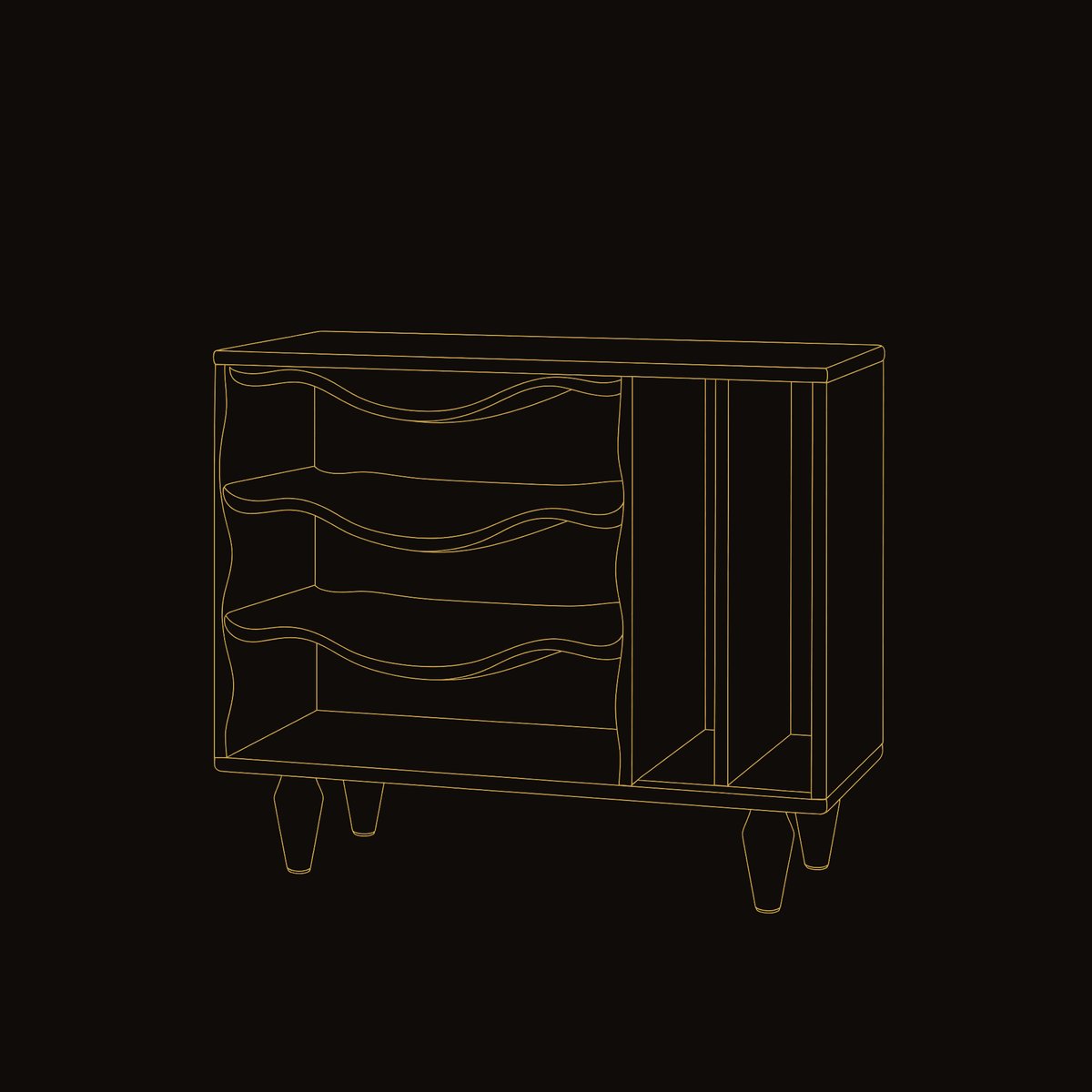 Solid Wood Record Player Stand Minimalist Audio Console Entertainment Interior Area dimension diagram
