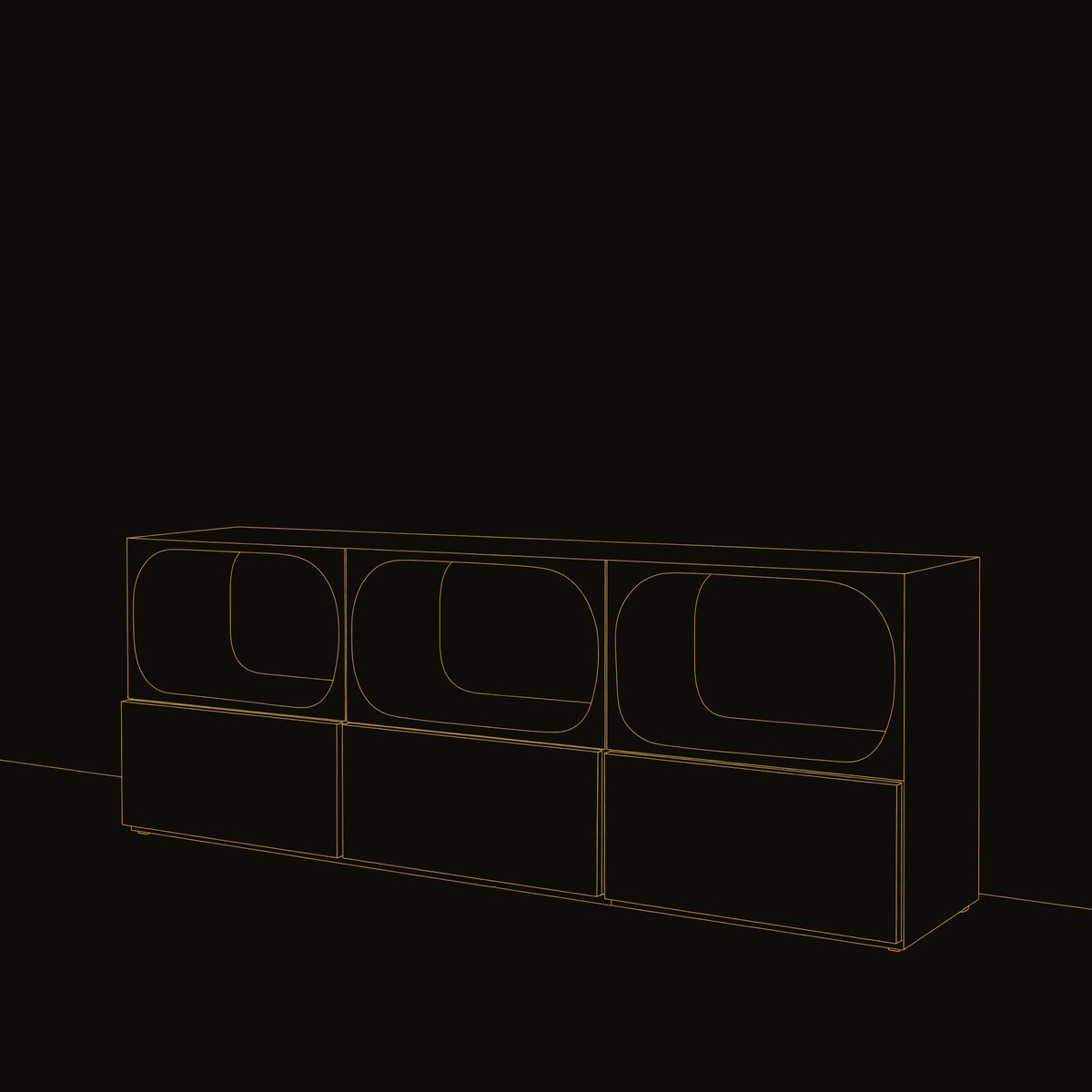 Solid Wood Sideboard Minimal With Rounded Edge Shelf Living dimension diagram