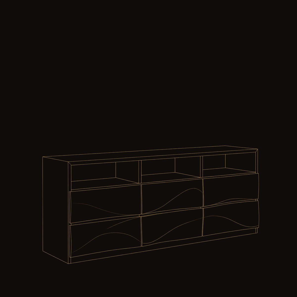 Solid Wood Sideboard With Open Display Shelf dimension diagram