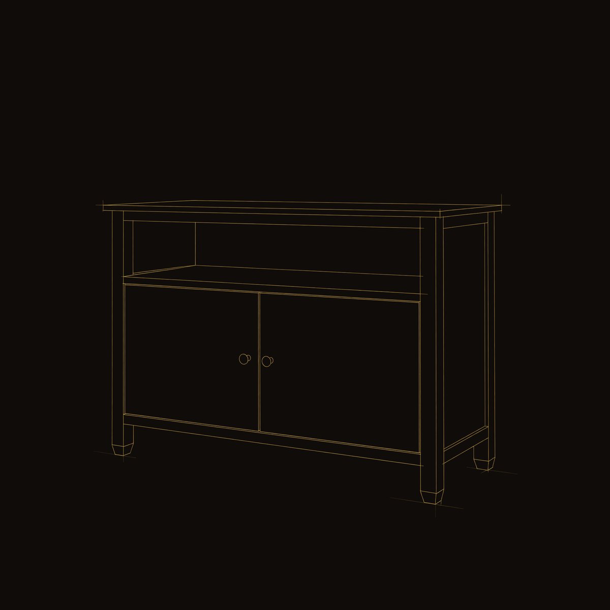 Solid Wood Sideboard Japandi dimension diagram