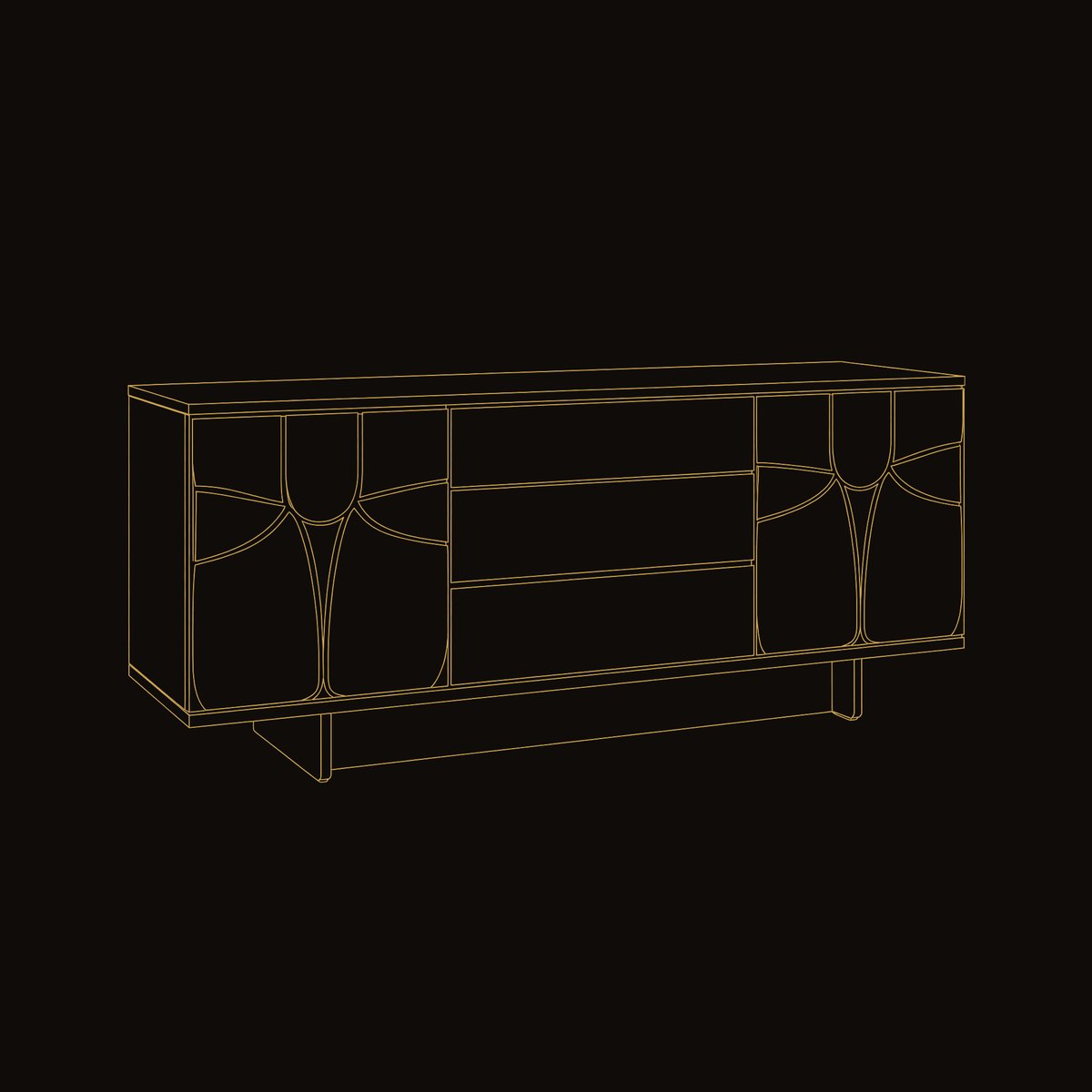 Solid Wood Sideboard Carved Living Room Dining dimension diagram
