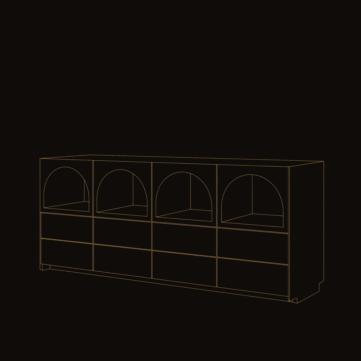 Solid Wood Sideboard Arched Niche Living Room dimension diagram