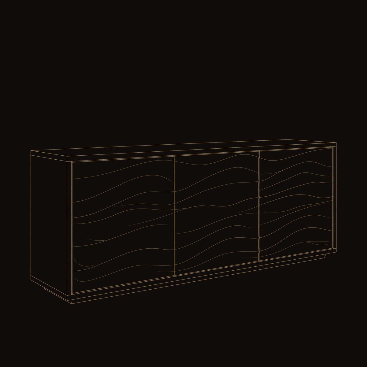 Solid Wood Sideboard With Wave Doors Home dimension diagram