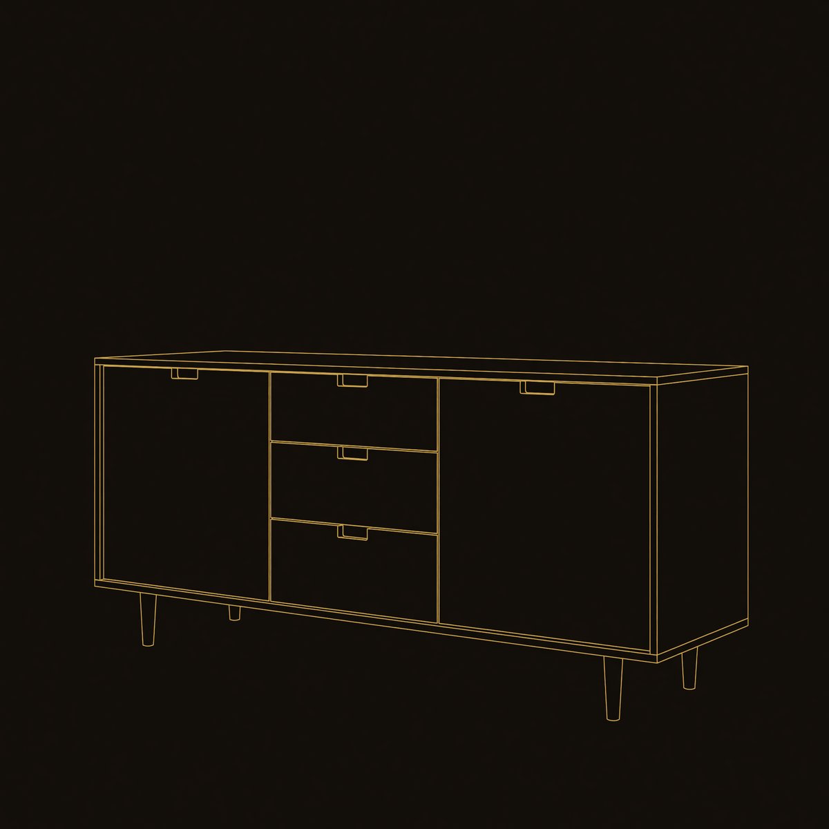 Solid Wood Sideboard Modern Living Room dimension diagram