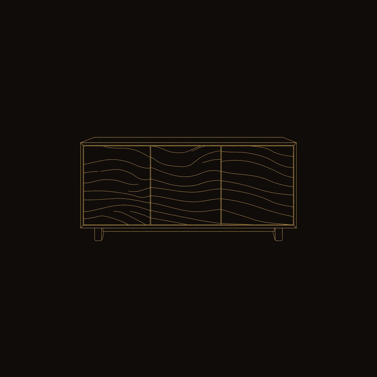 Solid Wood Sideboard With Carved Wave Design Statement Living Space dimension diagram