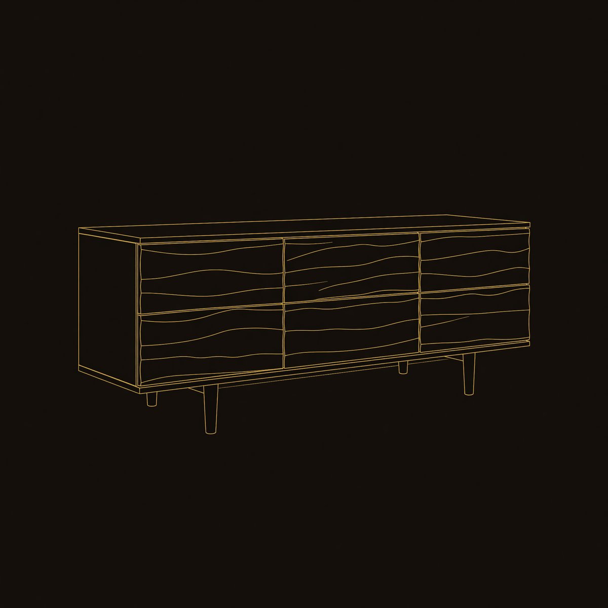 Solid Wood Sideboard Luxury Sculpted Living Room dimension diagram