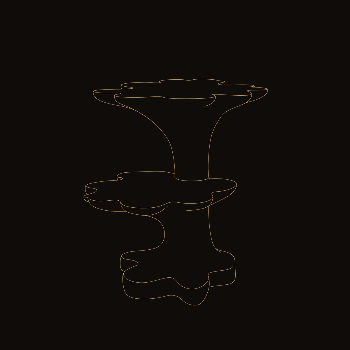 Solid Wood Nightstand Artistic Two Tier Sculptural Base Bedroom dimension diagram