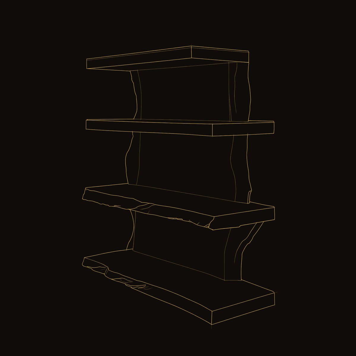 Solid Wood Standing Shelf Live Edge Entryway Storage dimension diagram
