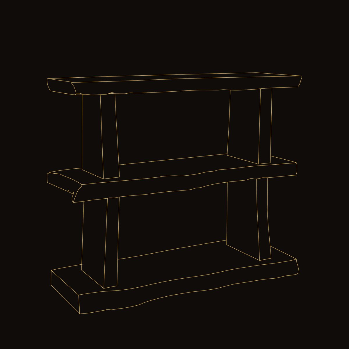 Solid Wood Standing Shelf Minimal Handmade Spice Kitchen Storage Counter dimension diagram