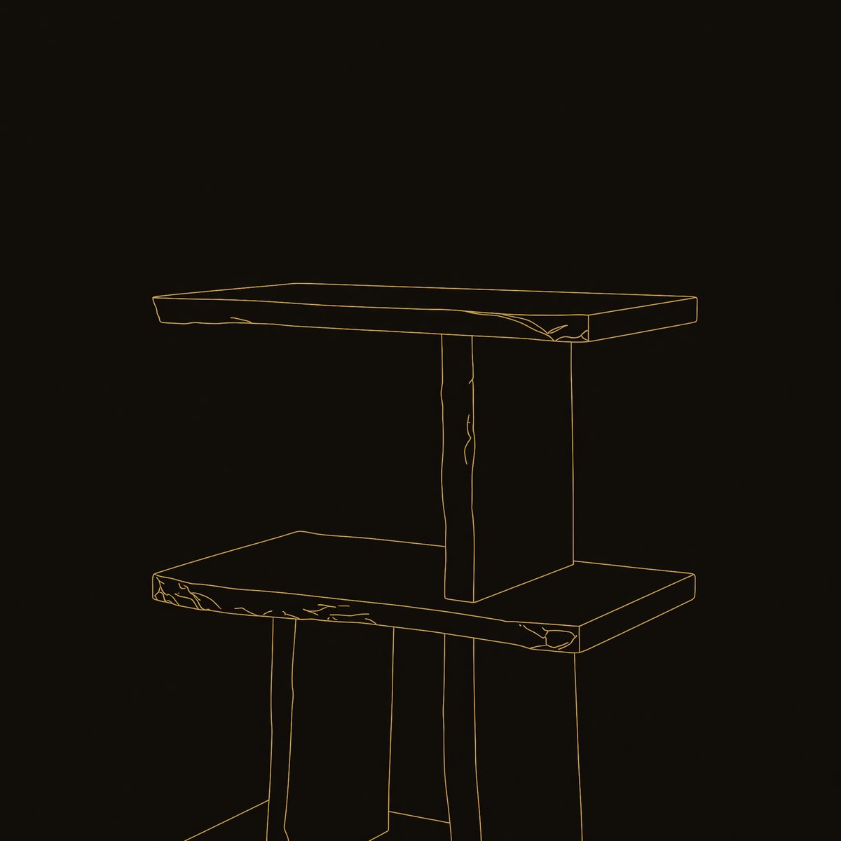 Solid Wood Standing Shelf Handcrafted Live Edge Bedroom Storage dimension diagram