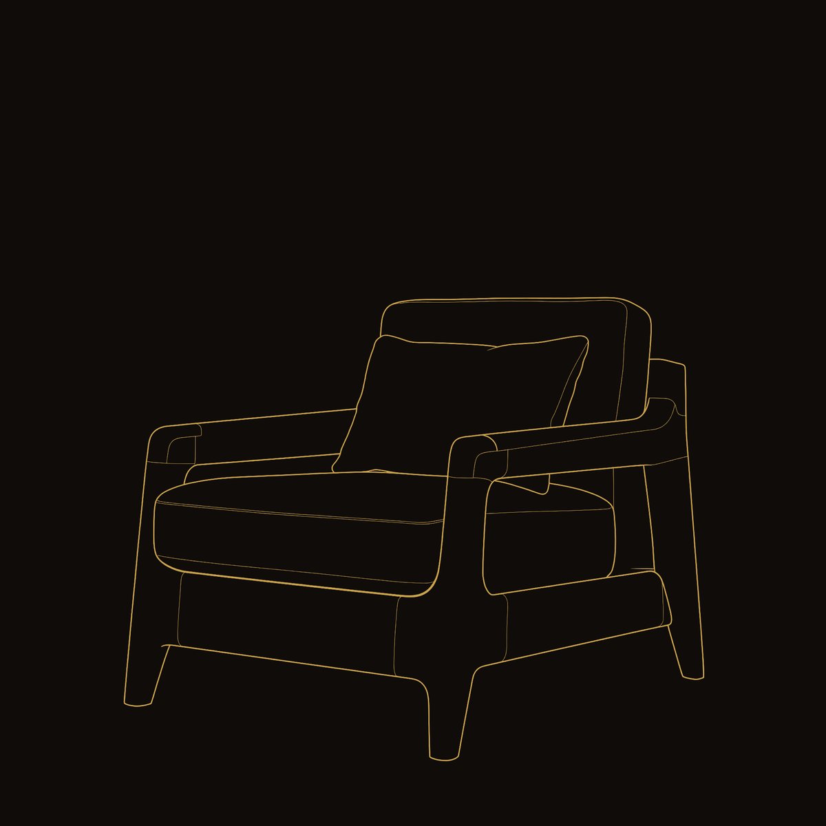 Solid Wood Chair Lounge With Wide Seat Living Room dimension diagram