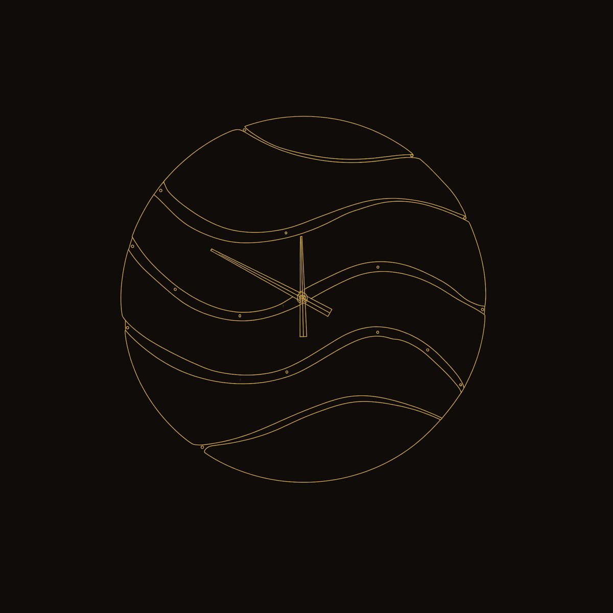 Solid Wood Clock Artistic Minimal Wall Living Room dimension diagram