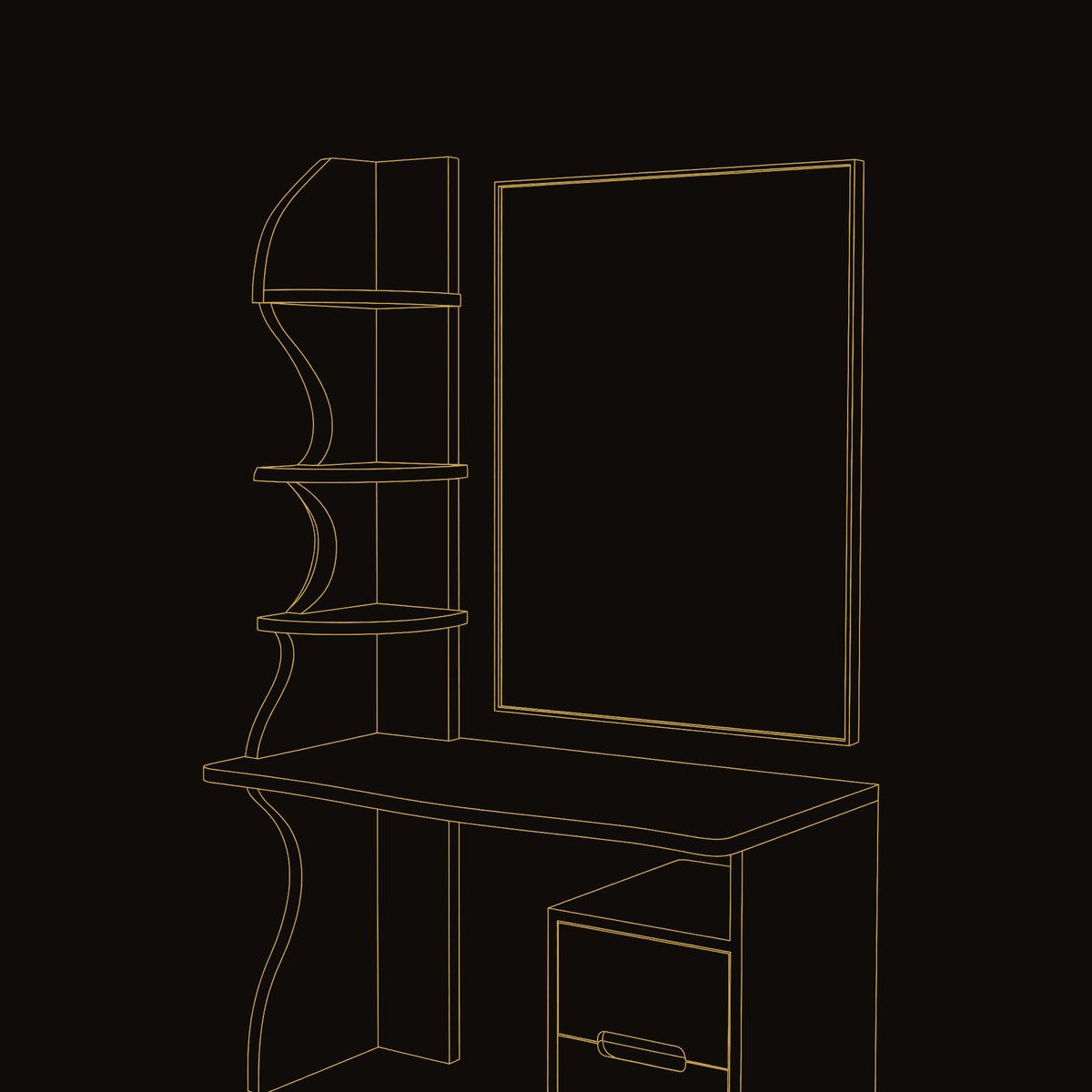 Solid Wood Dressing Table Luxury Vanity Area Personal Beauty Space Makeup dimension diagram