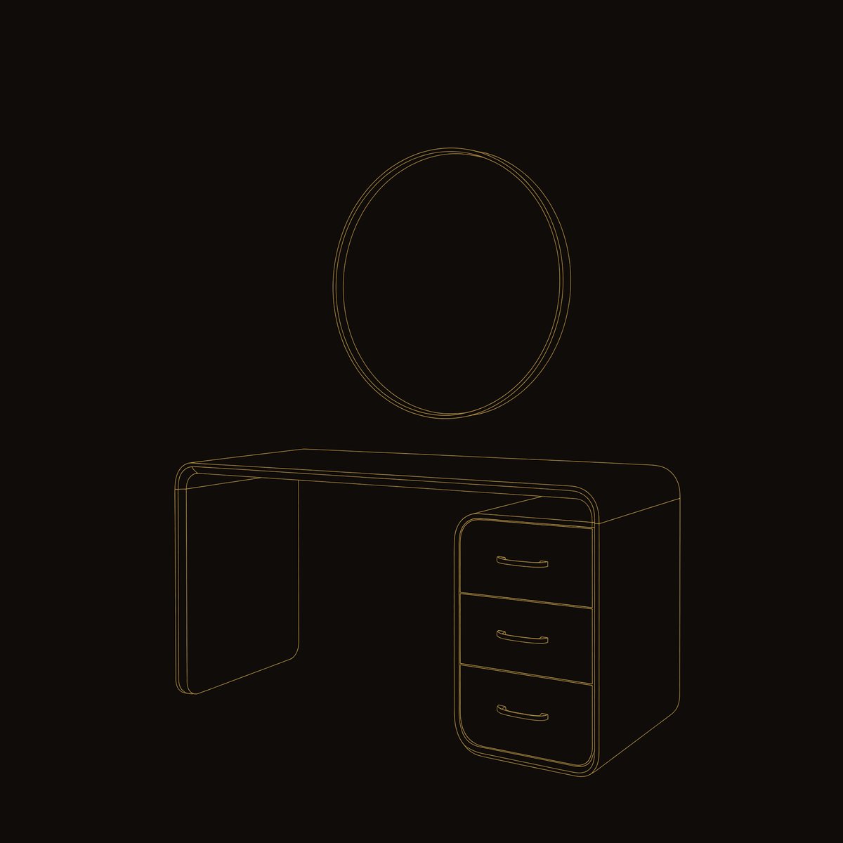 Solid Wood Dressing Table Japandi Vanity Walk Closet Makeup Area Space dimension diagram