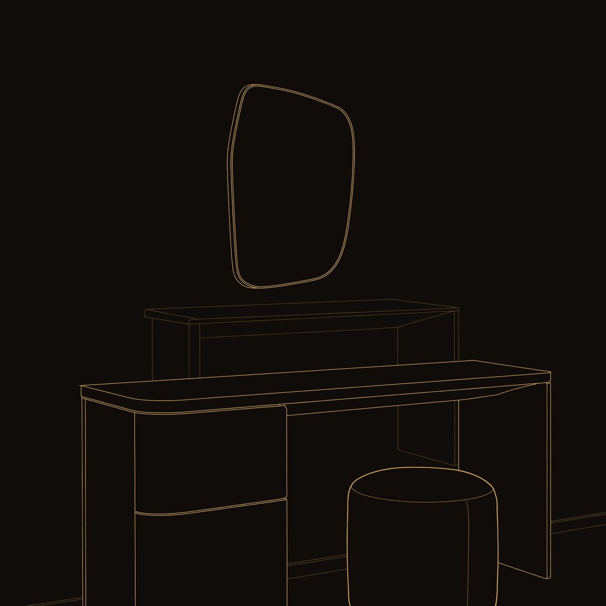 Solid Wood Dressing Table Sculptural Vanity With Drawer Storage Bedroom dimension diagram