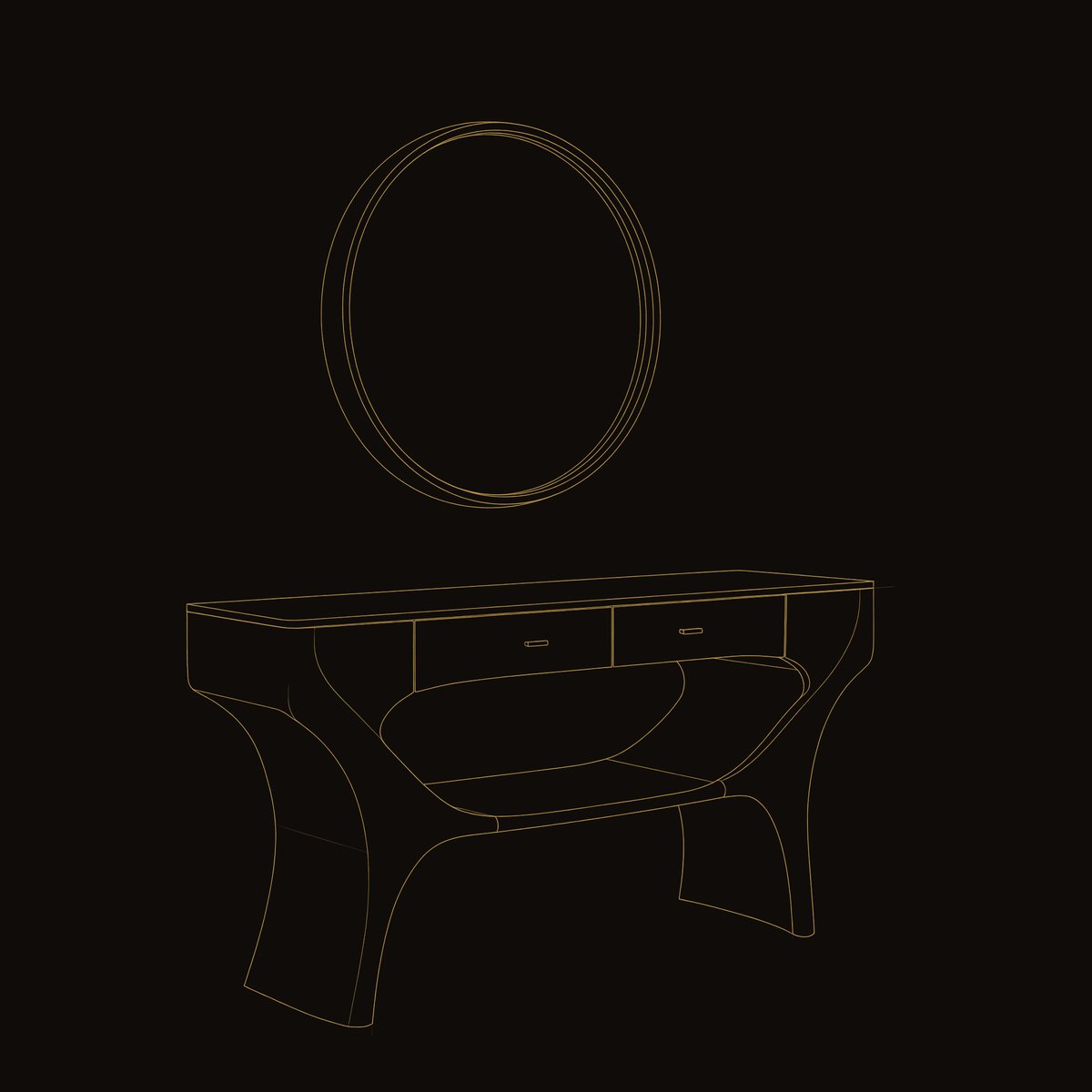 Solid Wood Dressing Table Artistic Handmade Vanity With Drawers Bedroom dimension diagram