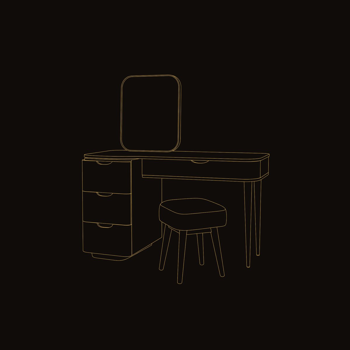 Solid Wood Dressing Table Elegant Vanity With Storage Drawers Bedroom dimension diagram