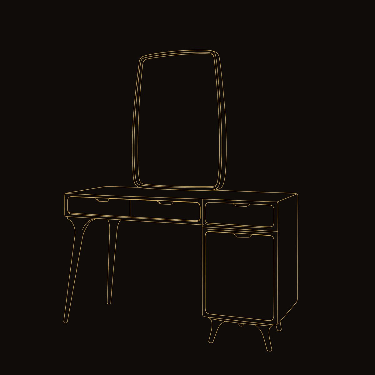 Solid Wood Dressing Table Handmade Vanity Bedroom dimension diagram