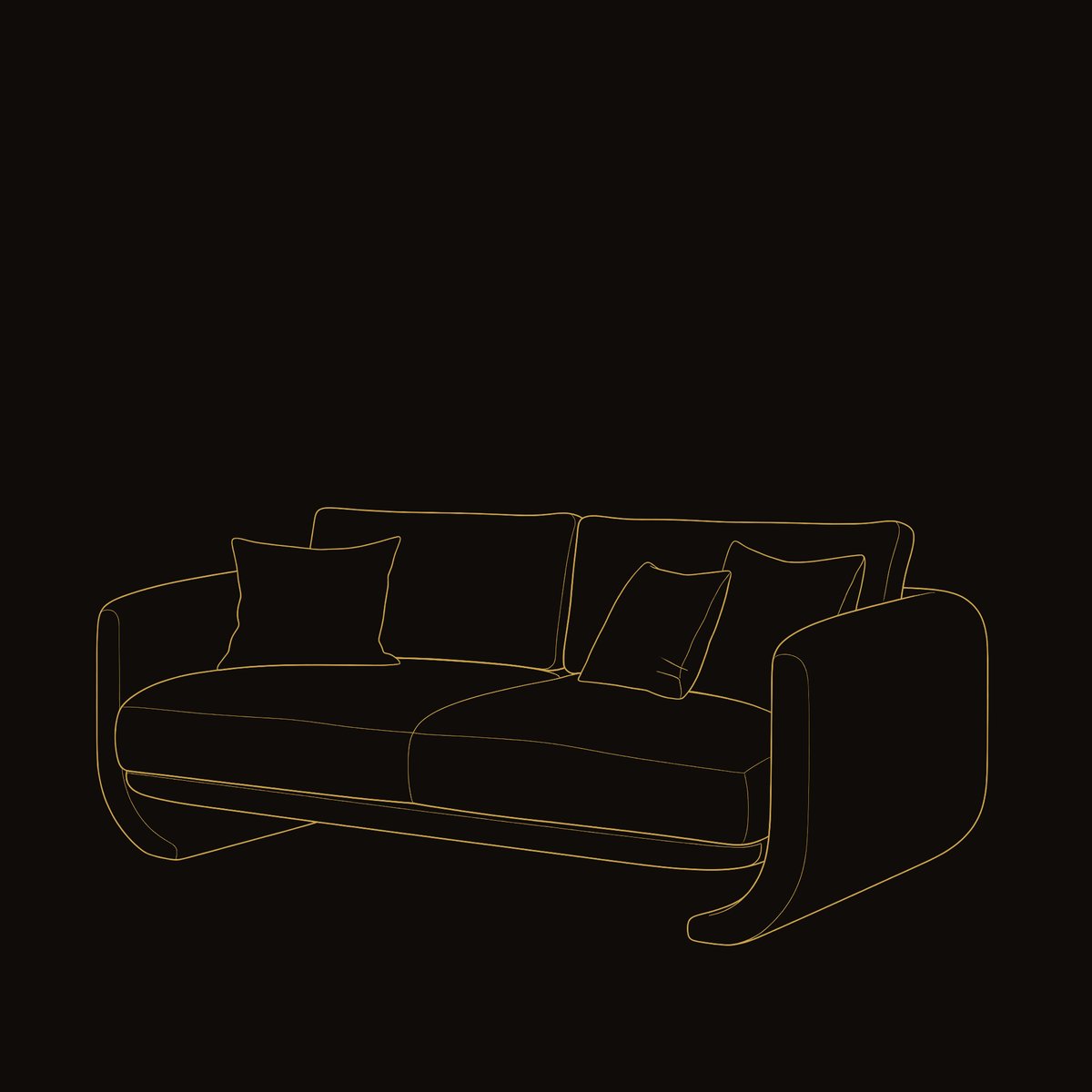 Solid Wood Sofa Curved Living Room dimension diagram