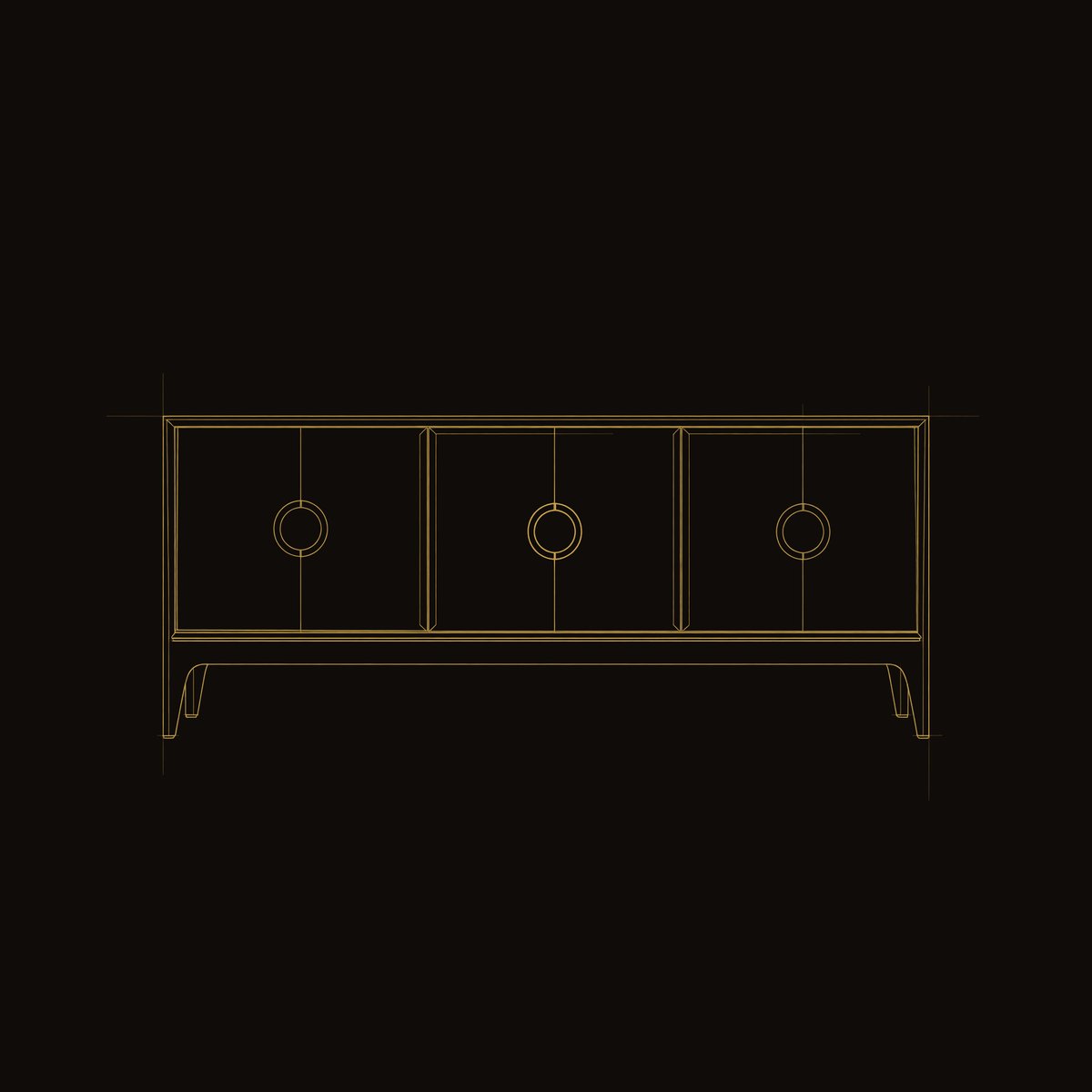 Solid Wood Bar Cabinet Mid Century Circular Sideboard Living Room dimension diagram