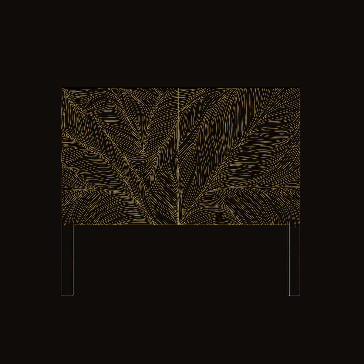 Solid Wood Headboard Leaf Relief Minimal Bedroom dimension diagram