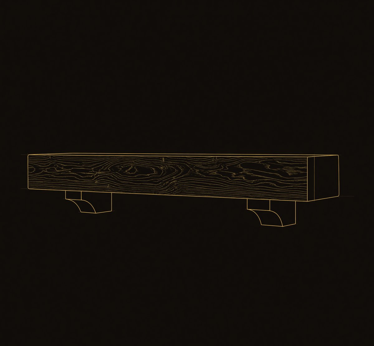 Solid Wood Floating Fireplace Mantel Rustic Shelf Living Room, II dimension diagram