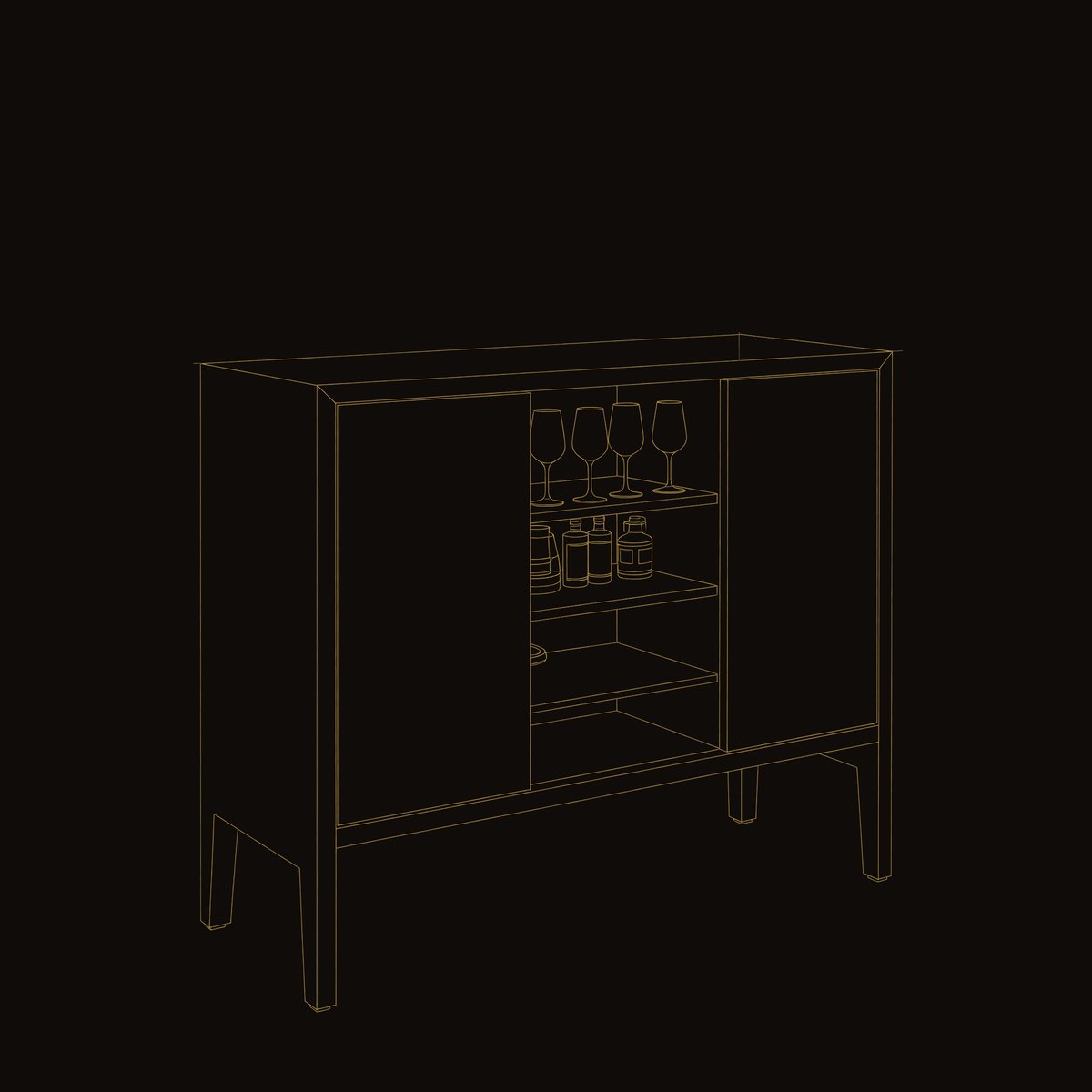 Solid Wood Bar Table Outdoor Cabinet With Wine Storage Patio dimension diagram