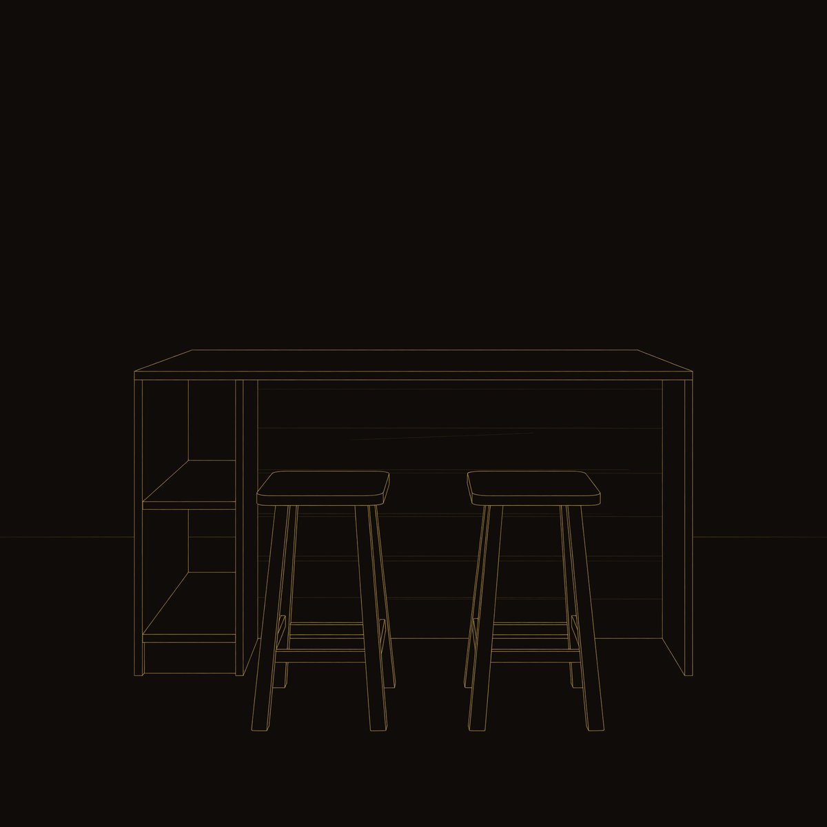 Solid Wood Bar Table Warm With Storage Kitchen Breakfast Nook dimension diagram