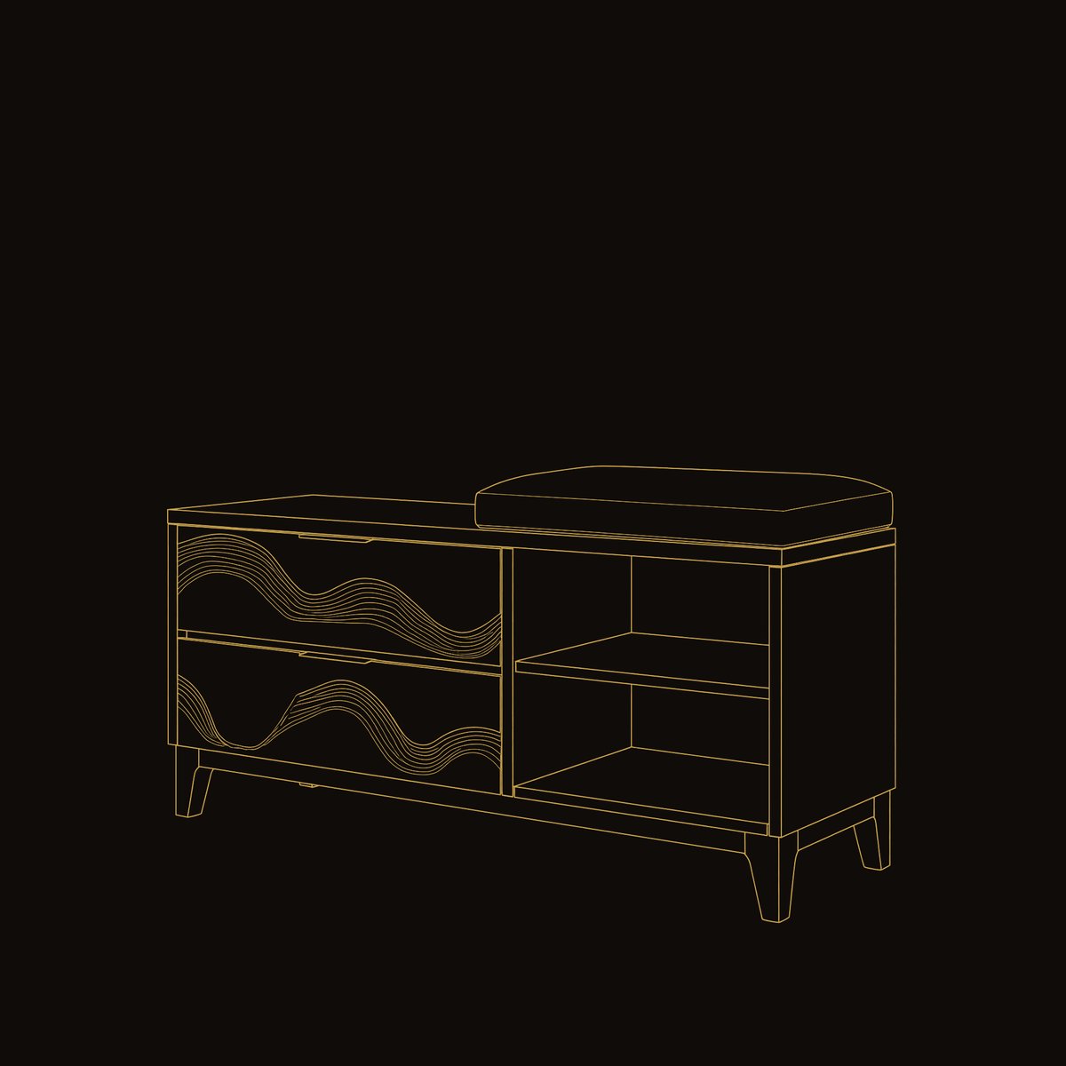 Solid Wood Shoe Storage Bench Japandi Cabinet Entryway Mudroom Nook Placement dimension diagram