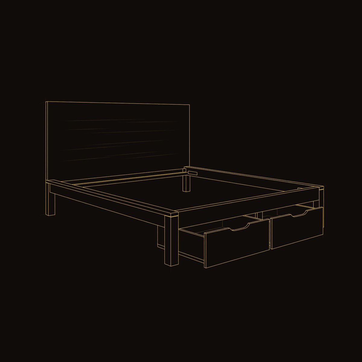 Solid Wood Bed Frame Storage Headboard With Drawers Bedroom dimension diagram