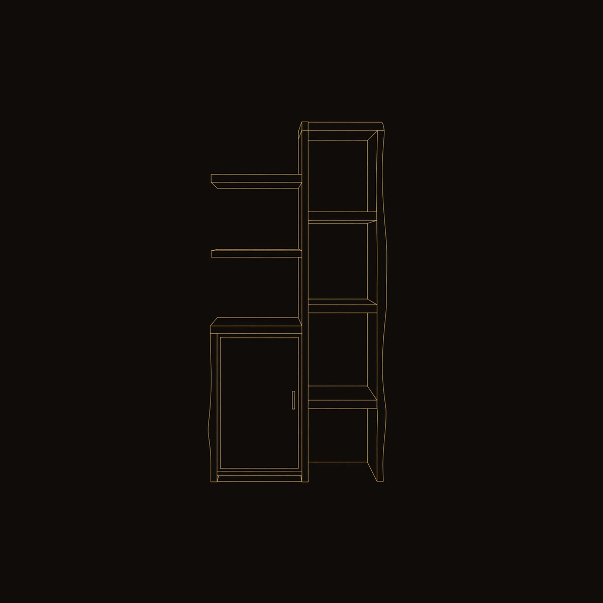 Solid Wood Bathroom Cabinet Japandi Open Shelf Storage Wellness Suite dimension diagram