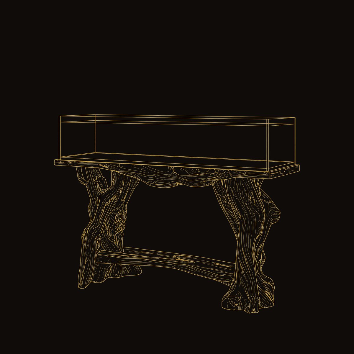 Solid Wood Aquarium Stand Elegant Coffee Table With Built dimension diagram