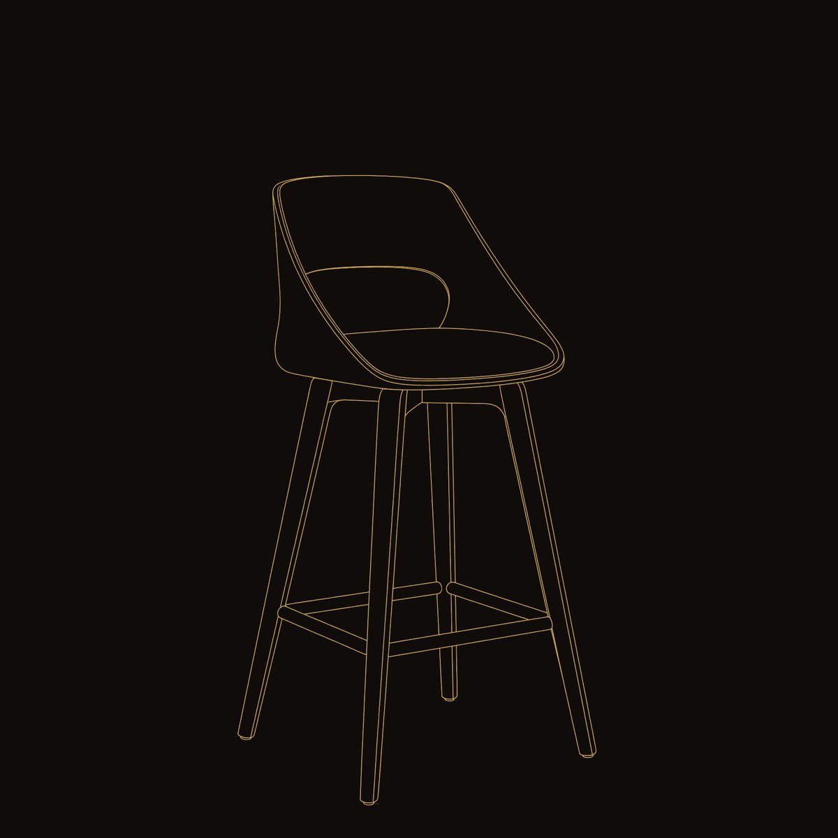 Solid Wood Bar Stool Mid Century Modern With Backrest Kitchen Home dimension diagram