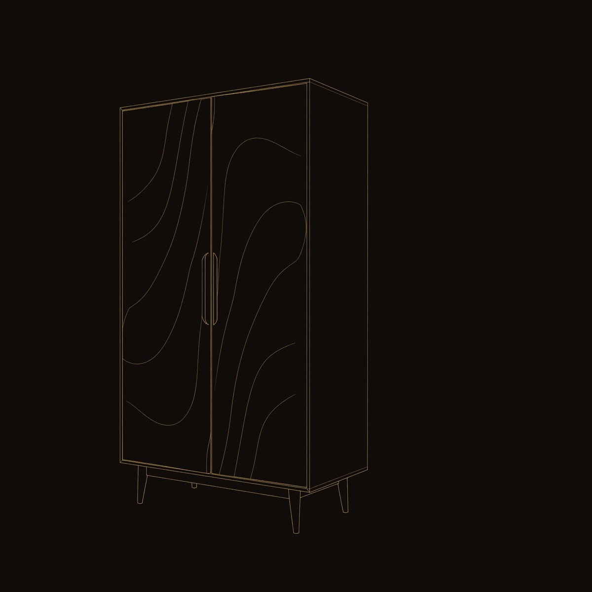 Solid Wood Wardrobe Sculptural With Wave Doors Bedroom dimension diagram