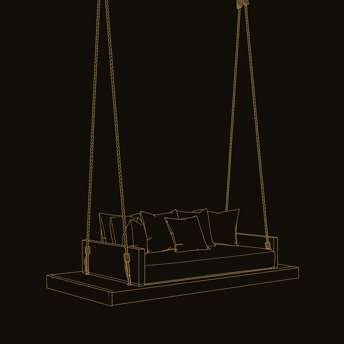 Solid Wood Porch Swing Hanging Ceiling Living Room Studio dimension diagram