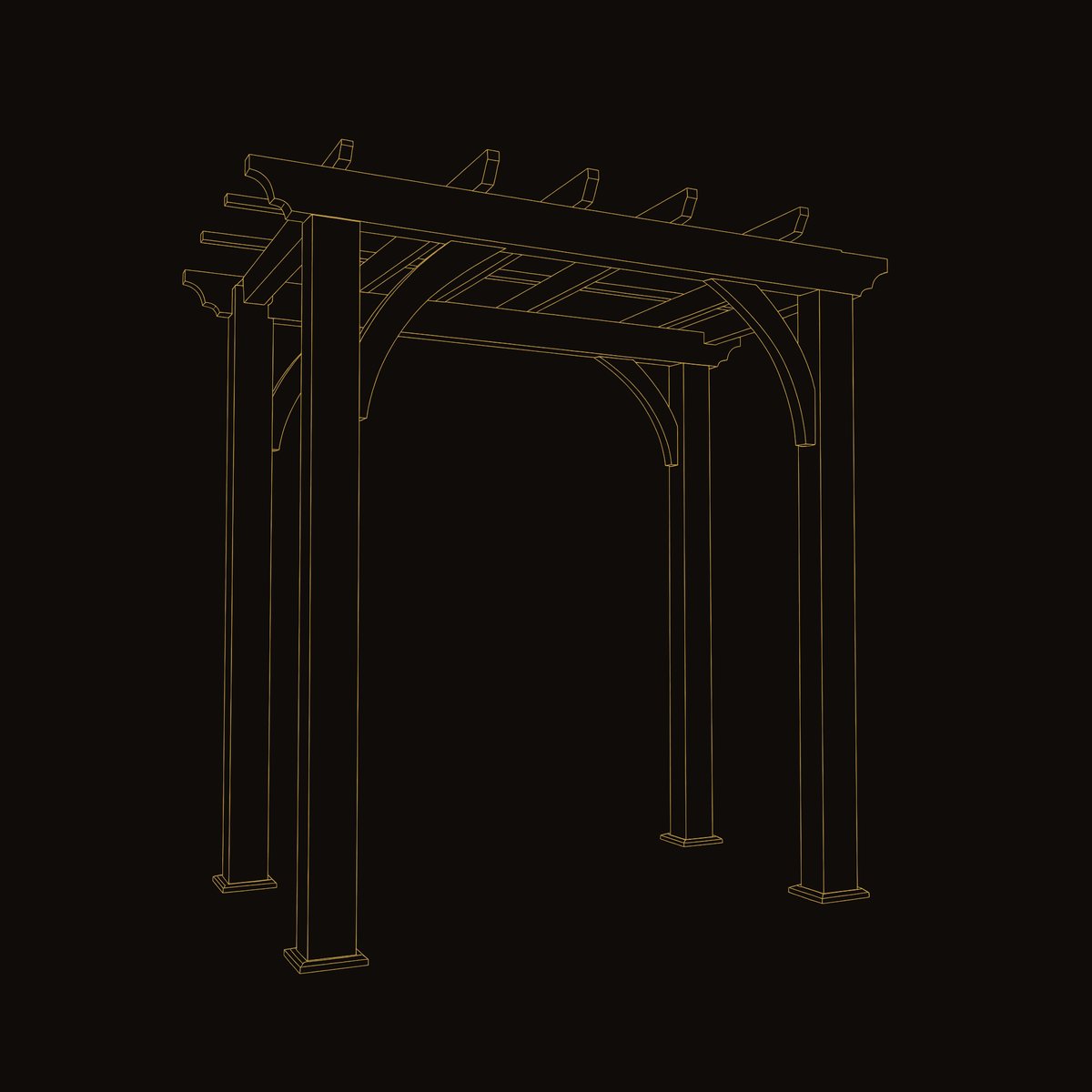 Solid Wood Pergola Rustic Garden Arbor Arch Outdoor Pathways dimension diagram