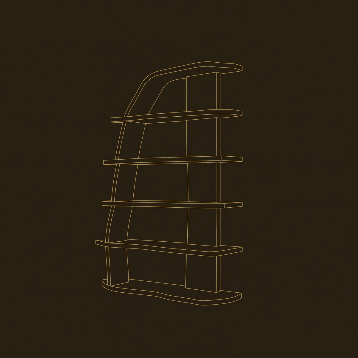 Arched Bookshelf with Sweeping Sail-Cut Side Panel dimension diagram