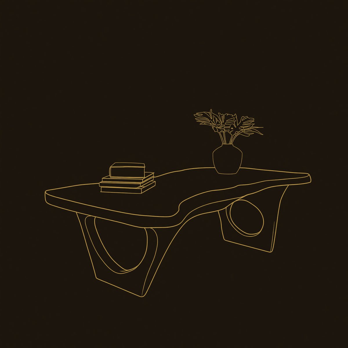 Archform Coffee Table with a Free-Form Live Edge Top dimension diagram
