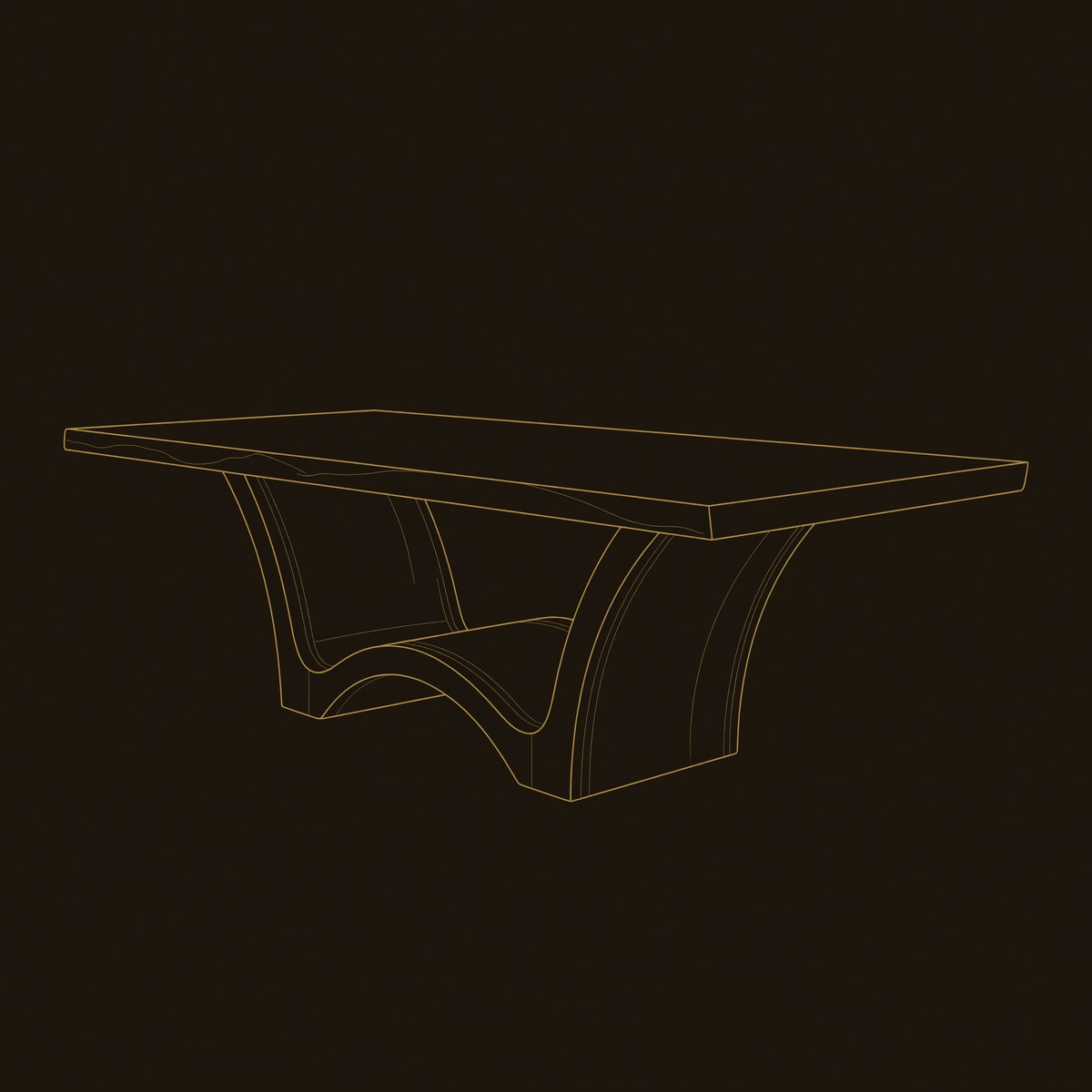 Artistic Wave Leg Wood Dining Table For Designer Dining Room dimension diagram