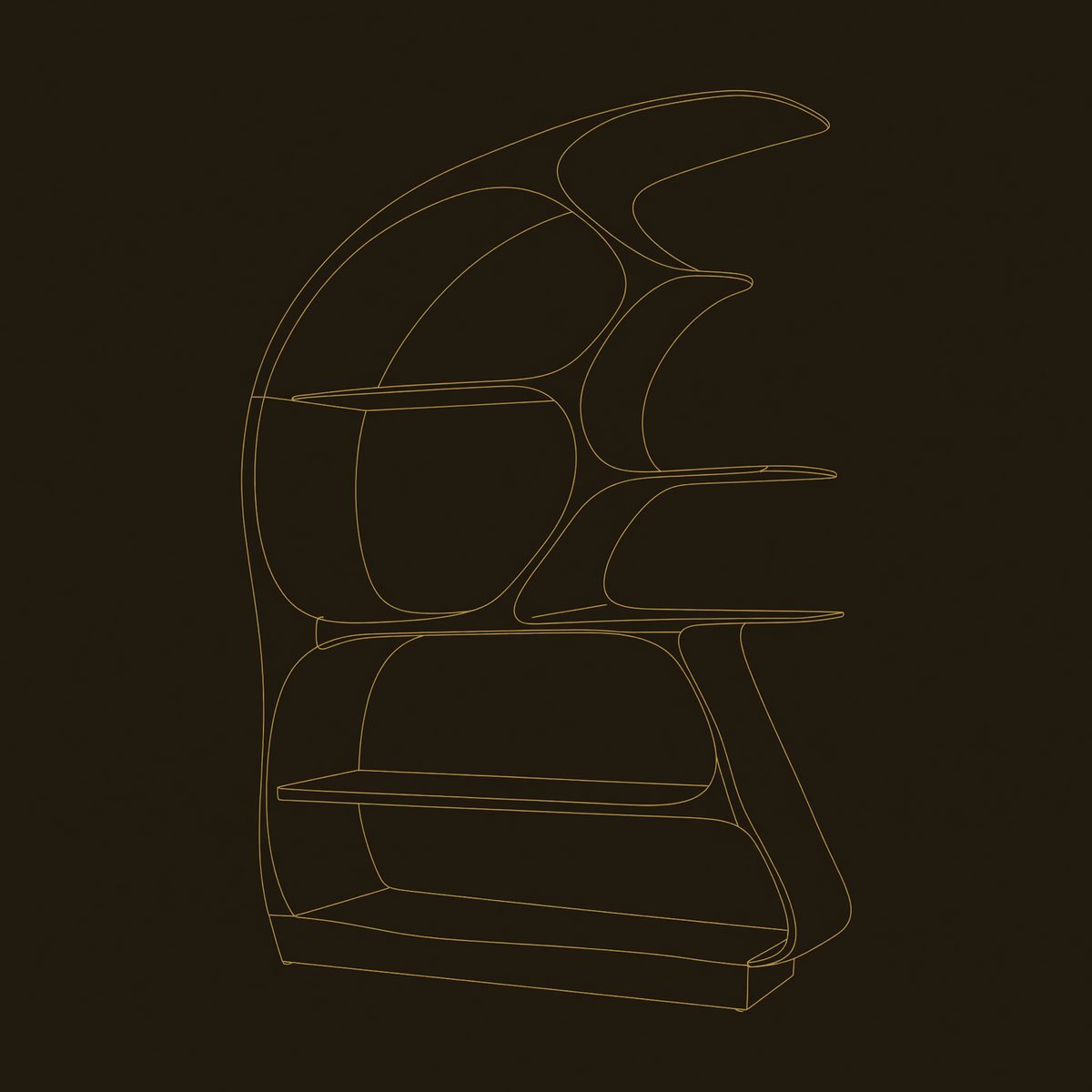 Bookshelf on a Solid Carved Plinth Base, Walnut Hardwood dimension diagram