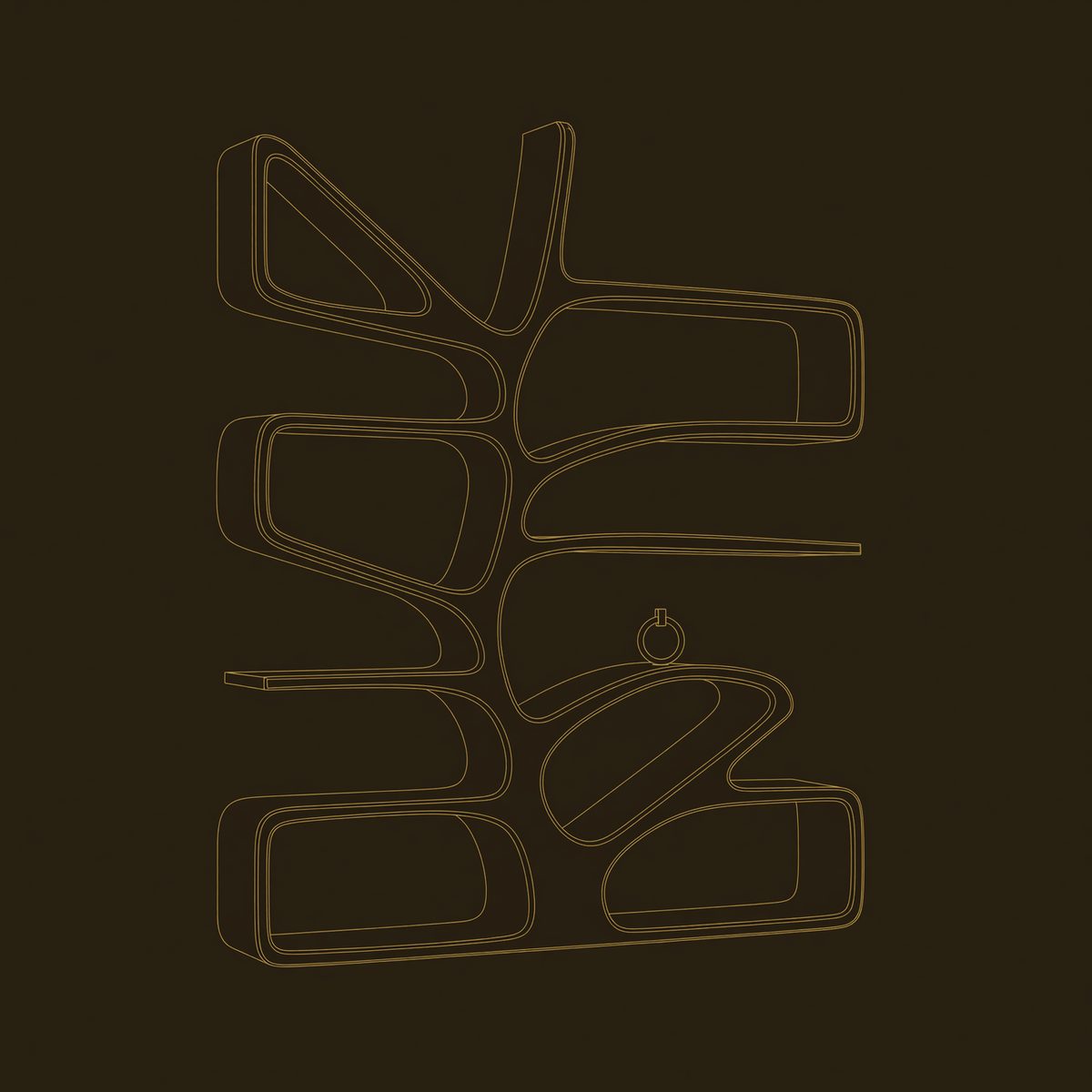 Branching Leaf-Form Bookshelf in Solid Walnut dimension diagram